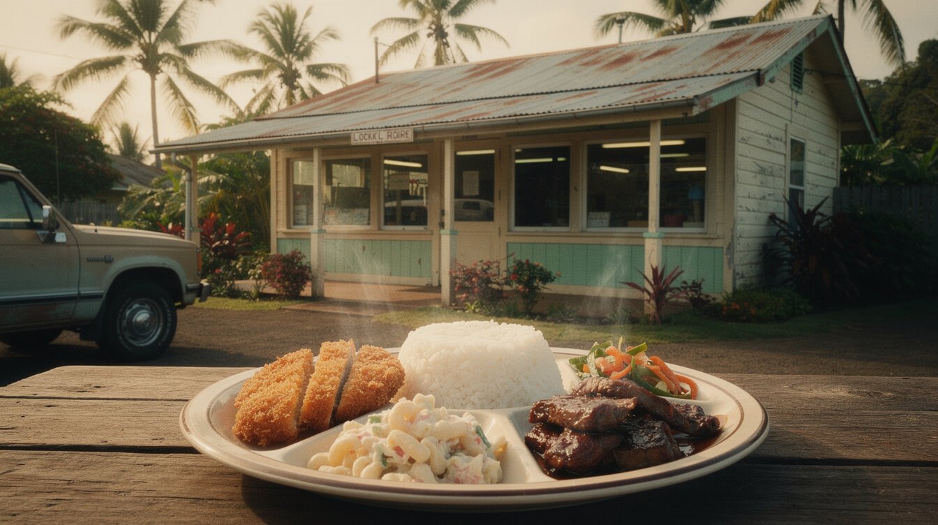 vintage local diner storefront reflecting Hawaii's immigrant plantation-era food heritage