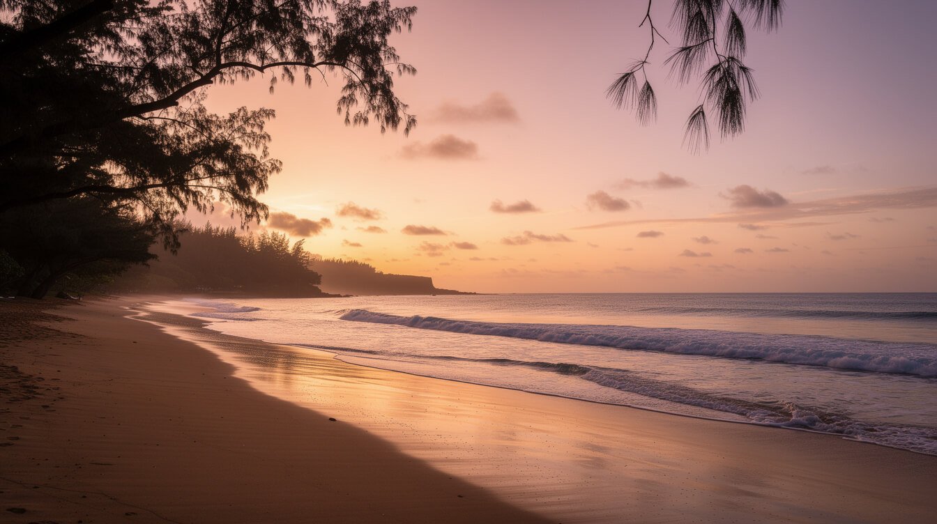 hawaii beach at sunset
