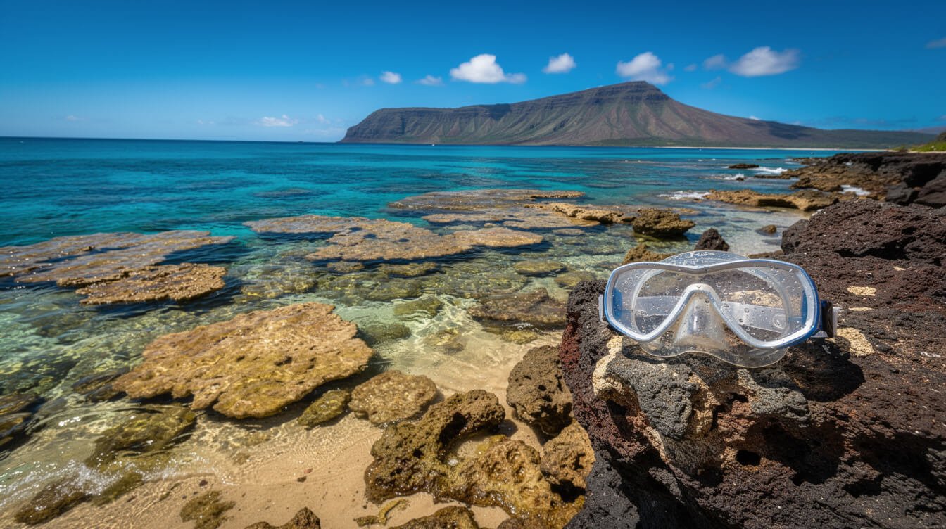 clear reef water for snorkeling on Oahu
