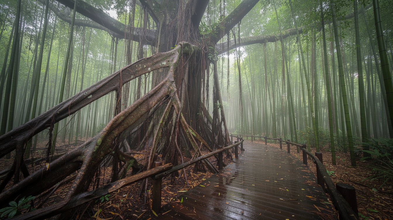 banyan tree and bamboo forest on the Pipiwai Trail, Maui