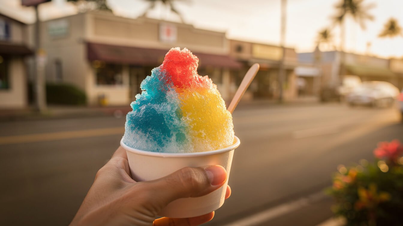 Hawaii shave ice cup outdoors