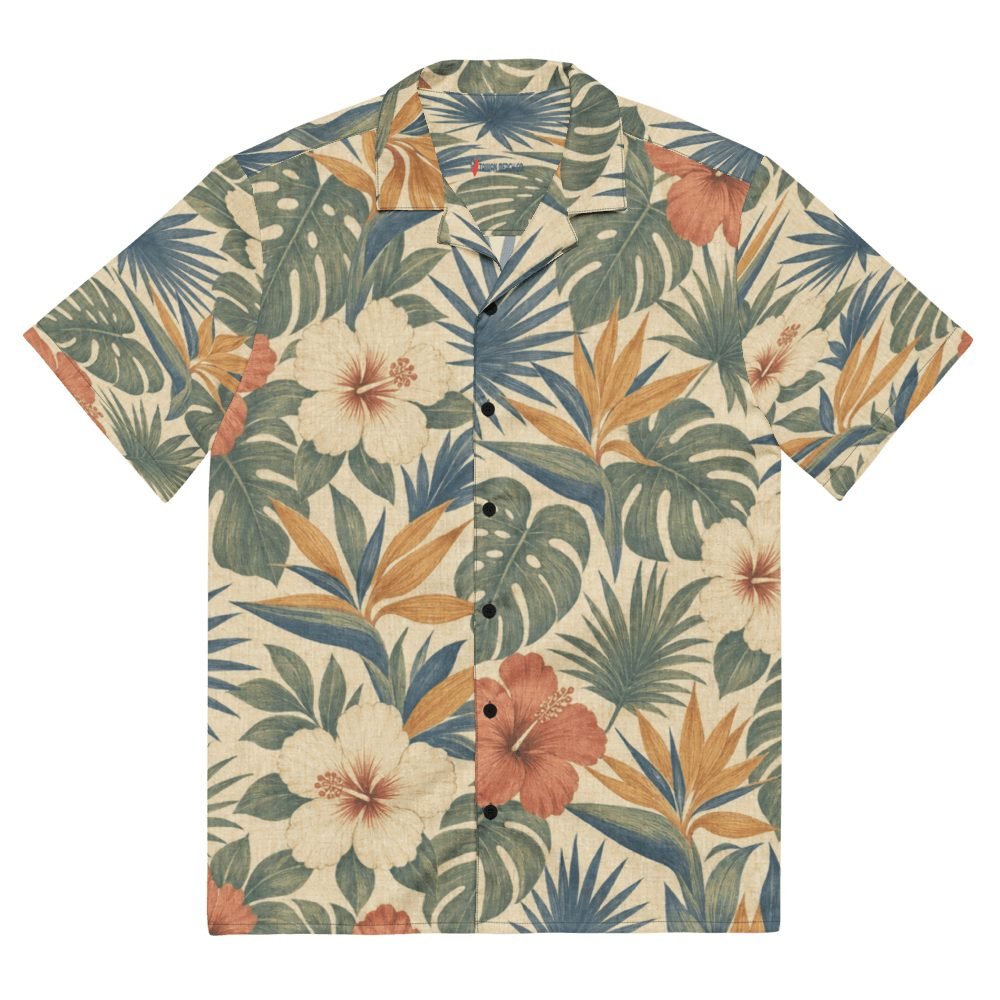 vintage tropical hibiscus monstera hawaiian
