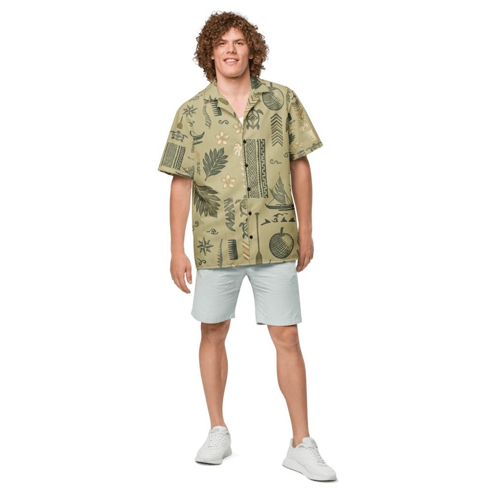 Polynesian Tapa Kapa Hawaiian Aloha Print Shirt — front view