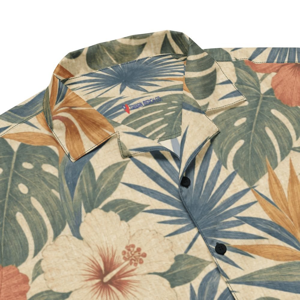 Vintage Tropical Hibiscus Monstera Hawaiian Shirt