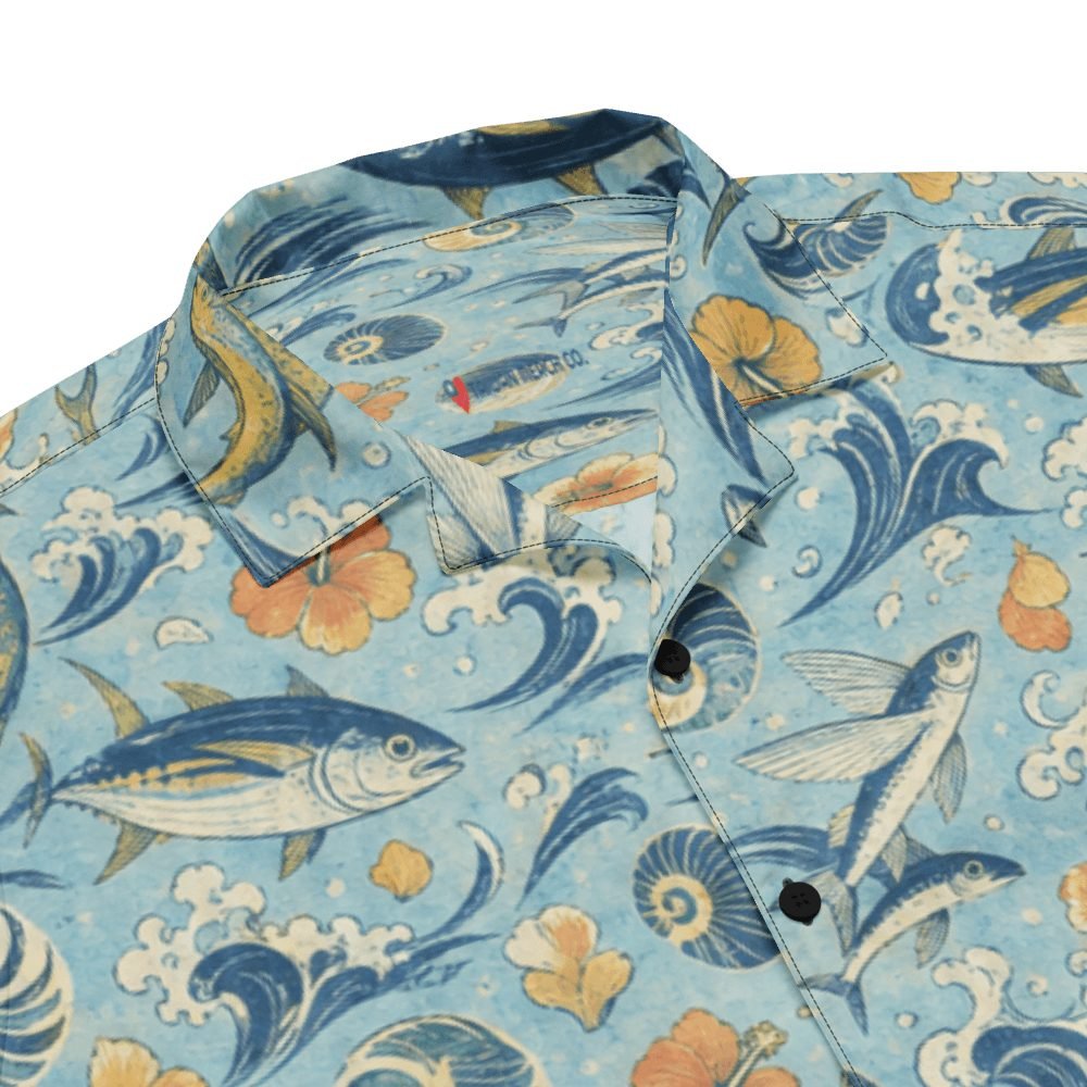 Yellowfin Tuna Mahi Mahi Japanese Woodblock Hawaiian Shirt